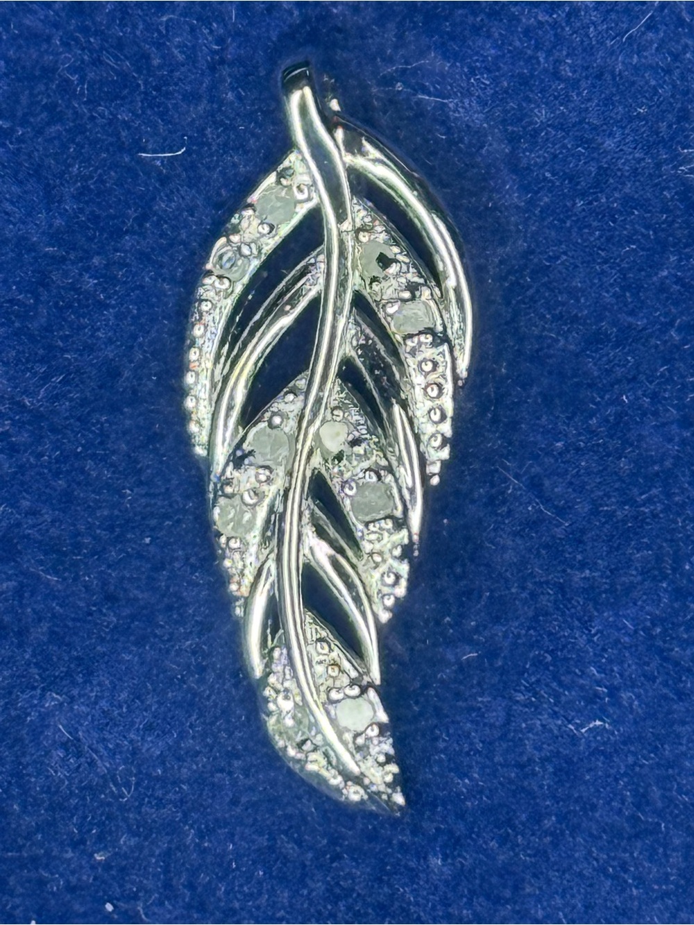 Sterling Silver and Diamond Leaf Pendant